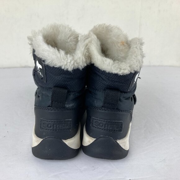 SOREL Little Boy Girl Sz 11 Black Winter Snow Boot Insulated Waterproof Faux Fur - Picture 5 of 7